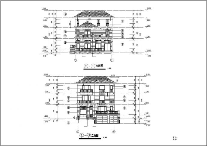 一套完整的别墅建筑结构施工图三层别墅图纸_图1