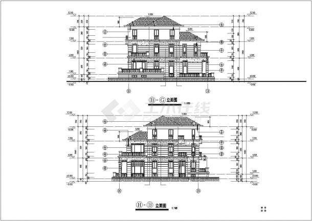 一套完整的别墅建筑结构施工图三层别墅图纸-图二
