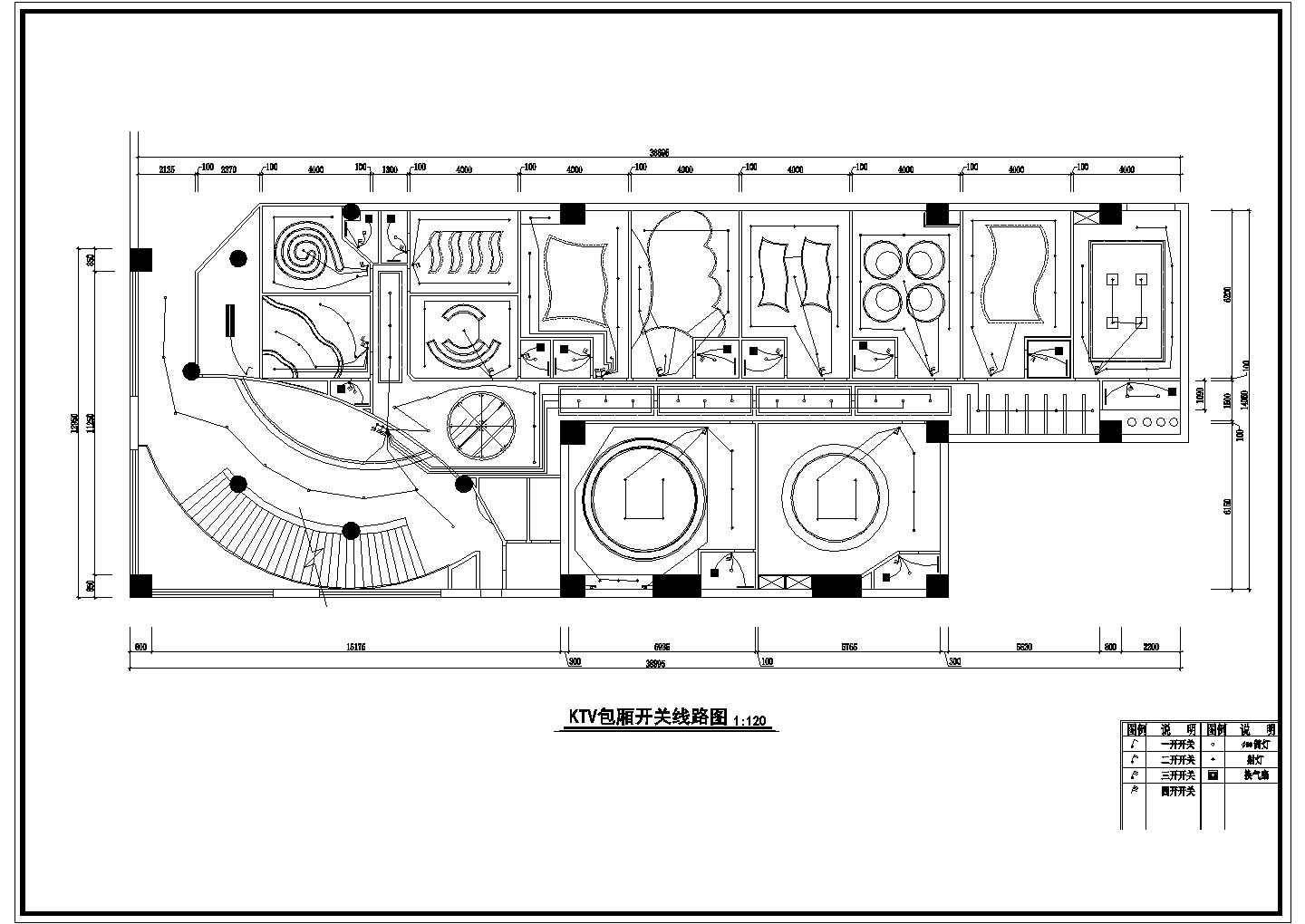 某一套完整的ktv包厢施工装修cad设计图