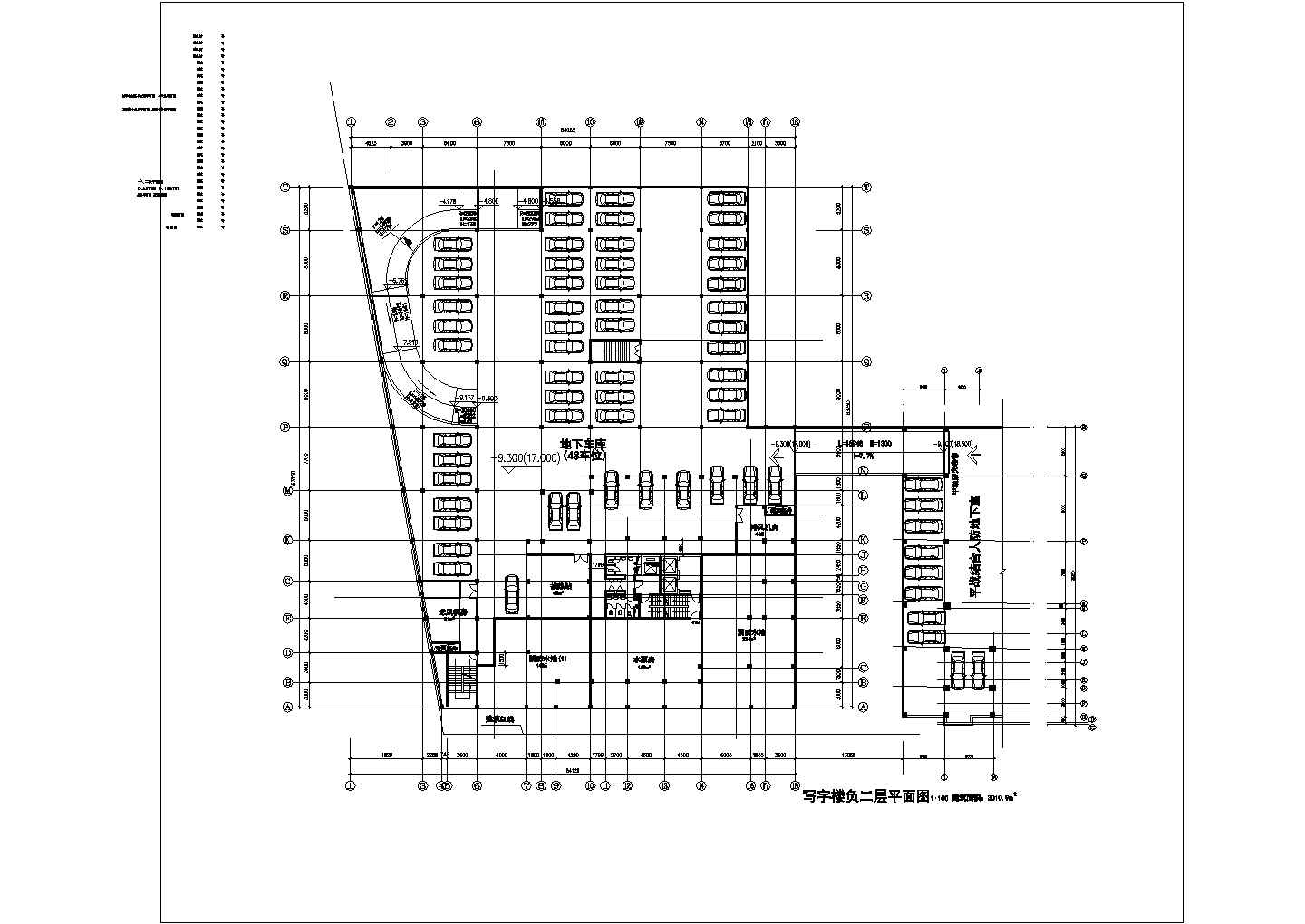 某地高层写字楼建筑设计图（标注详细）