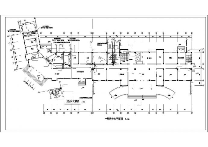 一整套工商局办公大楼给排水cad平面设计施工图_图1