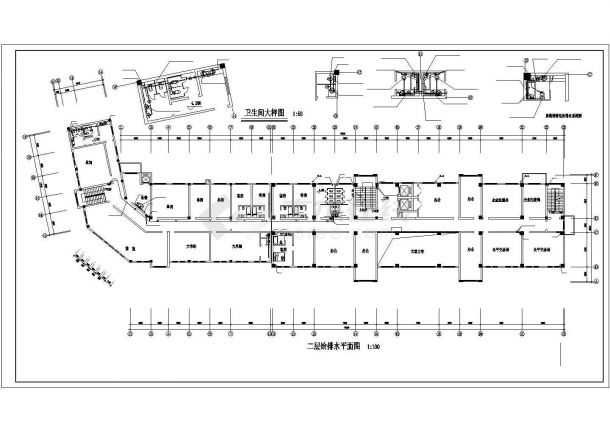 一整套工商局办公大楼给排水cad平面设计施工图-图二