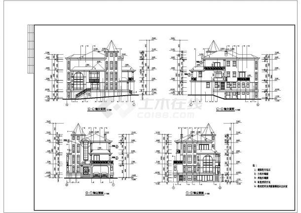某地三层别墅建筑方案规划设计施工图-图一