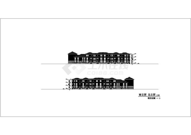 某地三层联排别墅建筑规划方案施工图-图一