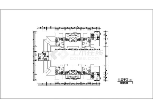 某地三层联排别墅建筑规划方案施工图-图二