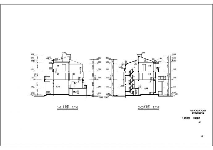 某地三层别墅联排设计建筑规划方案施工图_图1