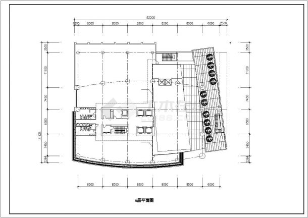 某酒店办公楼建筑方案图（标注详细）-图一