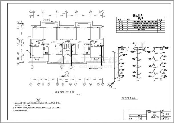 [云南]六层住宅楼给排水设计cad施工图-图一