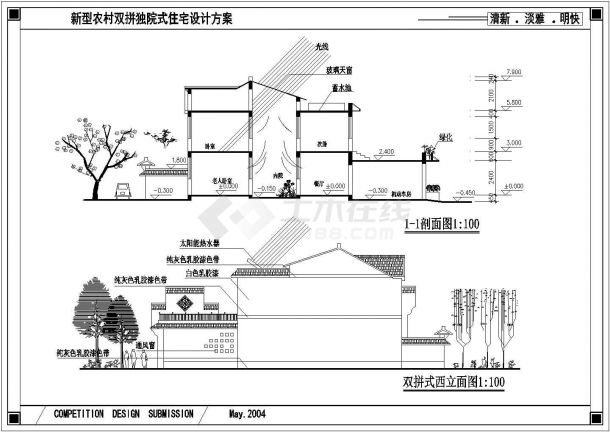 淮安市建筑设计双拼独院式住宅建筑图-图二