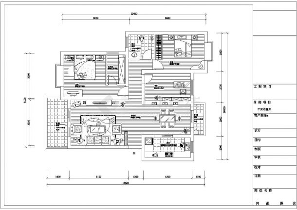 某三口之家室内装修设计cad施工图纸-图二