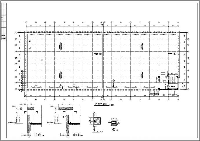 某地大型电子厂厂房建筑设计图（标注详细）_图1