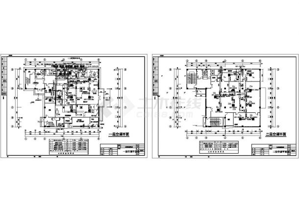 某综合大楼户式中央空调设计cad平面施工图，共两张-图一