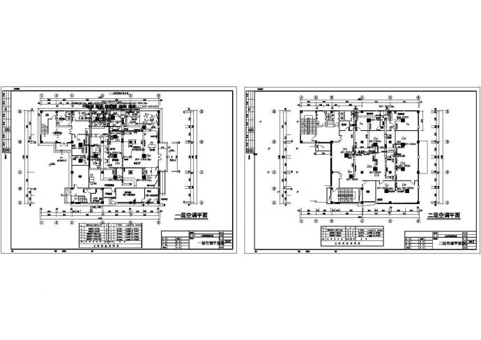 某综合大楼户式中央空调设计cad平面施工图，共两张_图1