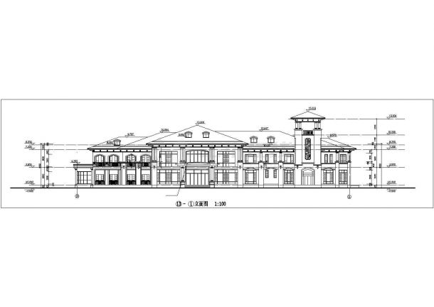 某地区小区公建会所建筑cad设计图纸-图二