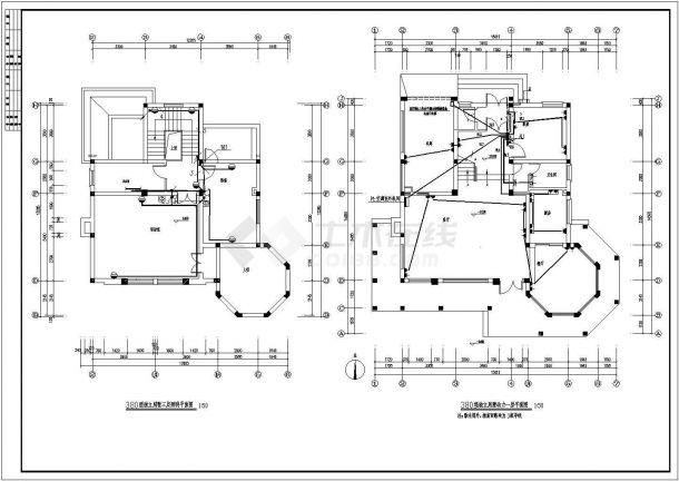 一栋2层砖混结构私家别墅电气设计施工图-图一