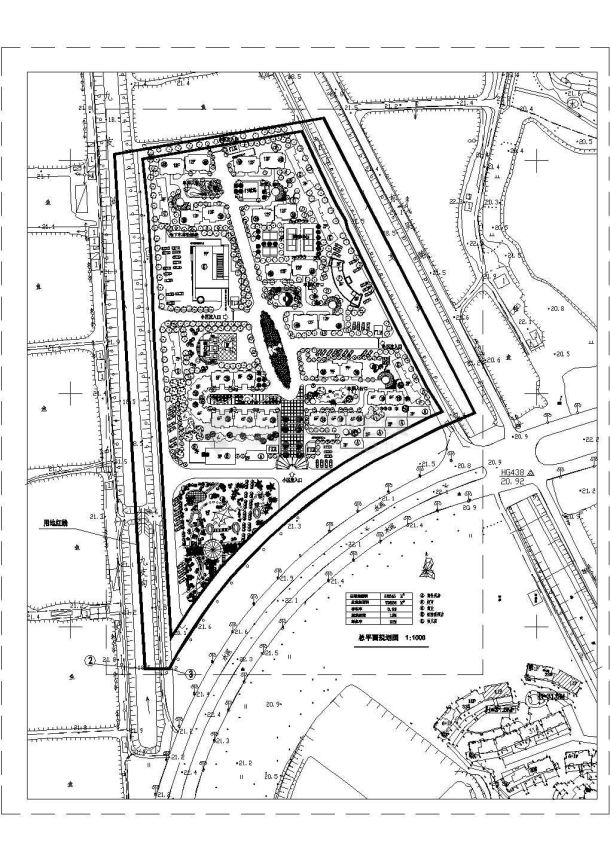 某地区市内住宅小区总平面规划cad设计施工图-图一