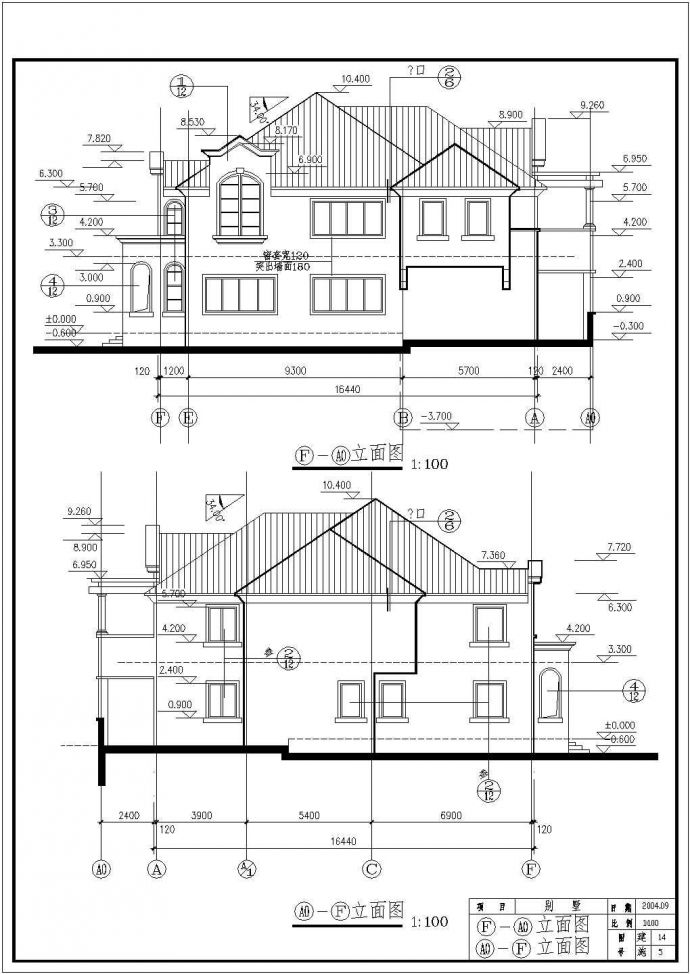 美式别墅建筑设计施工图（共15张）_图1