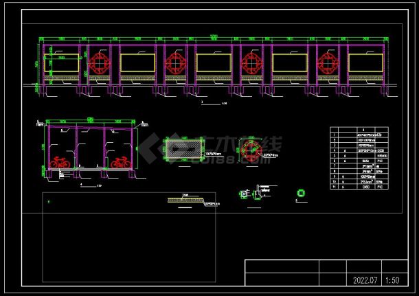某小学中的自行车停车棚结构设计图-图二