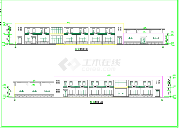 某单位食堂浴室建筑CAD设计方案图-图一