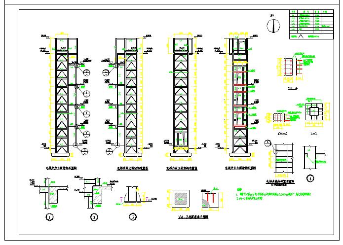 5层办公楼室外增加钢结构电梯建筑结构图