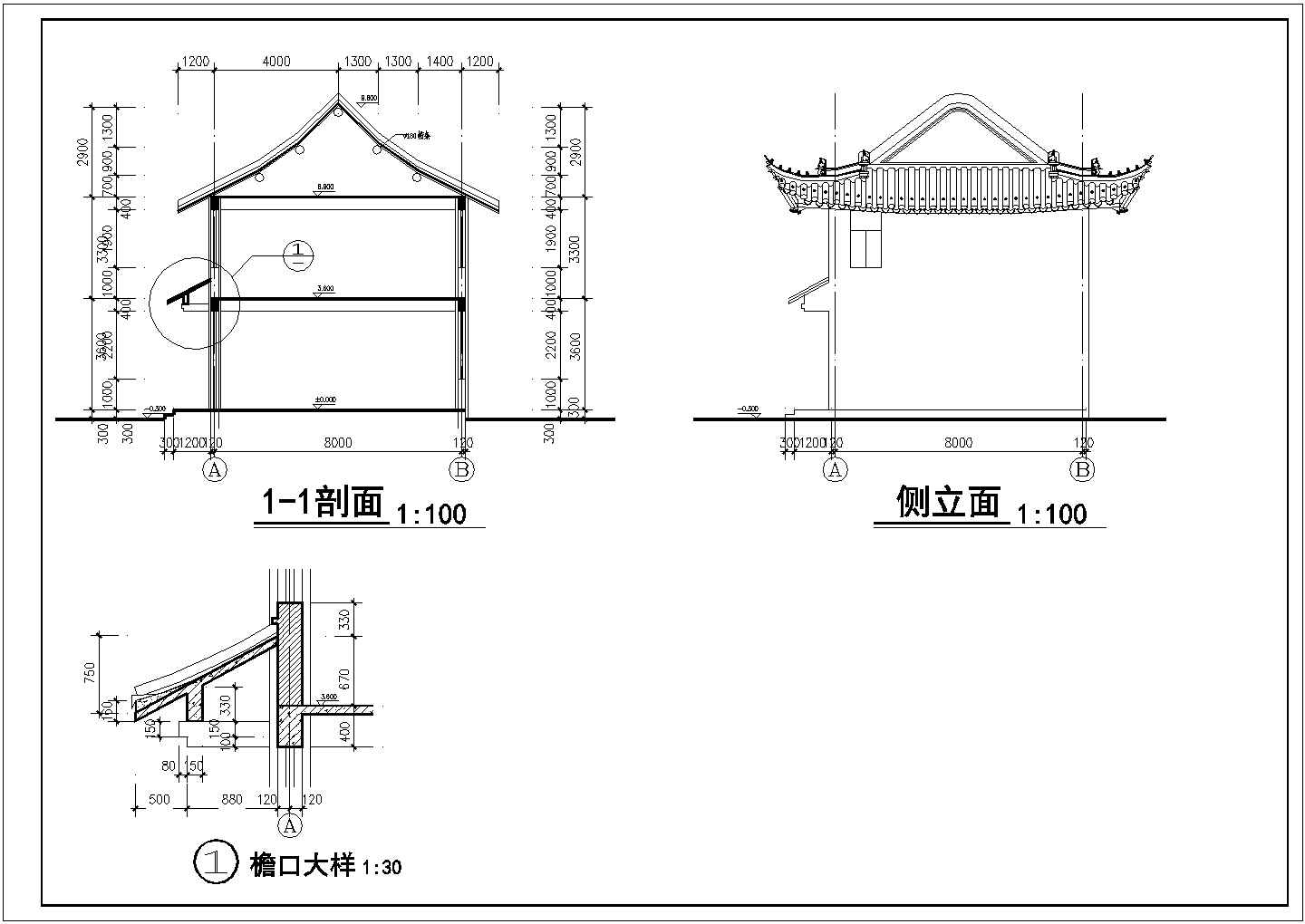 某地区古建筑大楼施工cad图纸全套