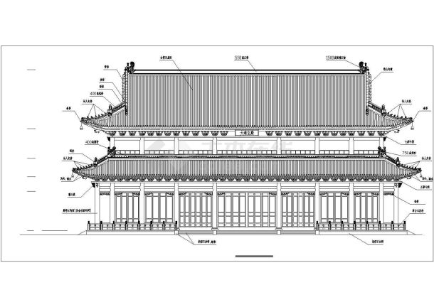 某地区古建大雄宝殿建筑设计cad全套图纸-图一