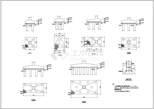 多层框架结构施工设计方案CAD图纸-图二