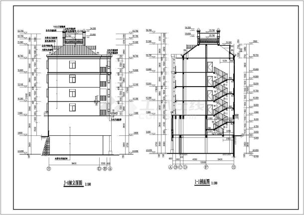 江苏省某城市6层砖混结构商住楼设计图-图一