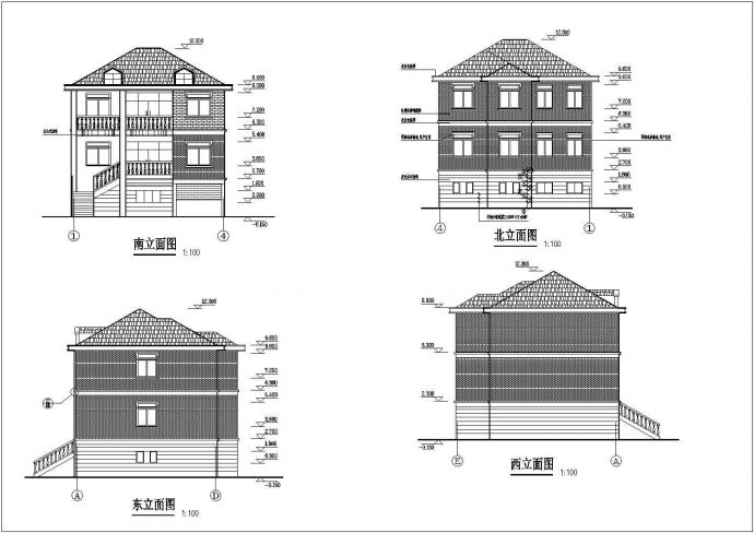 某地三层农村居住房建筑设计方案图_图1