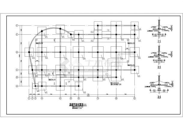 某地框架剪力墙综合楼结构设计施工图-图二