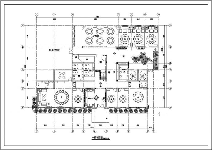 某地餐馆内部装修设计施工CAD图_图1