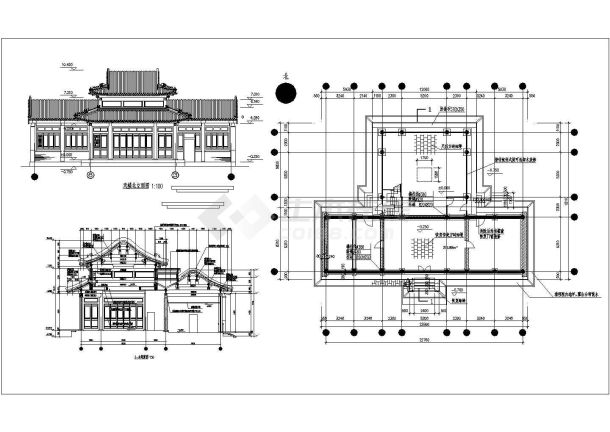 某地仿古建筑方案设计施工CAD图-图一