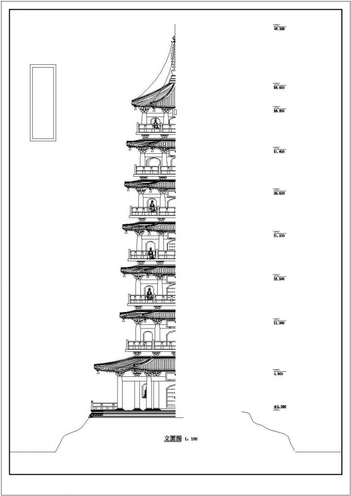 某古塔建筑设计施工方案CAD图纸_图1