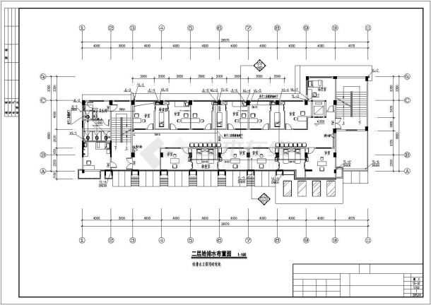计划生育服务站建筑给排水cad施工设计图-图二