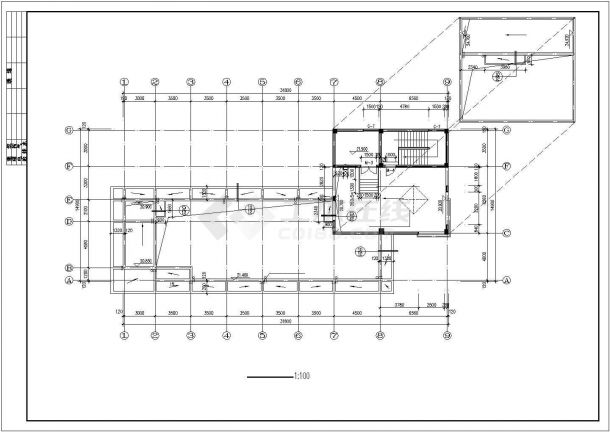 某地大型六层宿舍食堂建筑扩初图（共12张）-图二