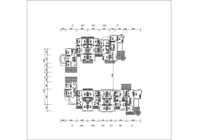 某地小型详细的三层联排别墅组团建筑设计图_图1