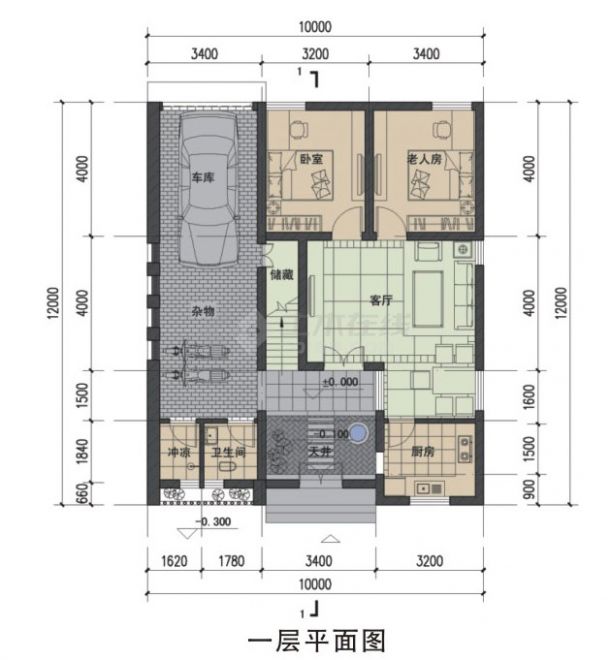 150平方米两层混合结构单家独院式别墅设计cad图-图一