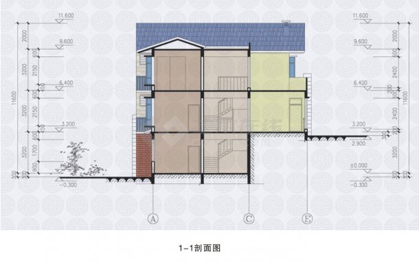 101平方米框架结构独立式别墅设计cad图，含效果图-图一