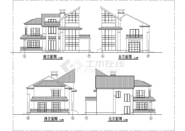 某地小型二层大坡顶别墅建筑方案图-图二