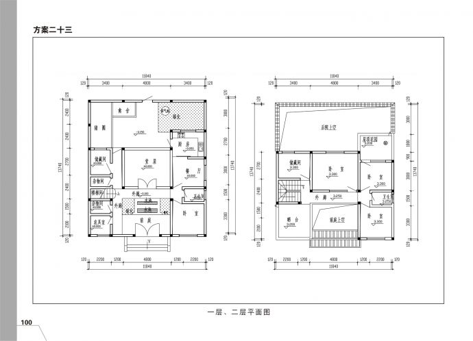 160平方米两层砖混结构农村住宅设计cad图，含效果图_图1
