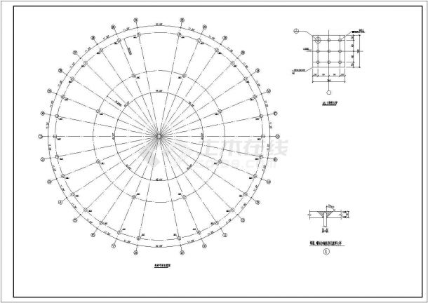 某建筑类全套网架结构CAD设计施工图纸-图二