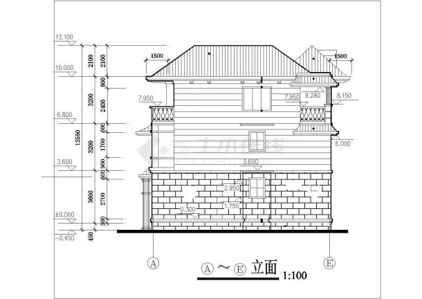 某地小型三层欧式别墅建筑方案图（共9张）-图一