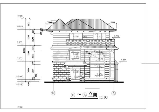 某地小型三层欧式别墅建筑方案图（共9张）-图二