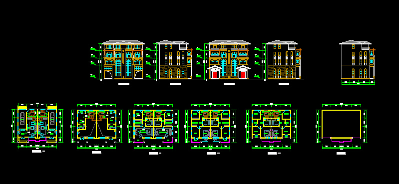 某地精美实用的四层双拼别墅建筑方案图