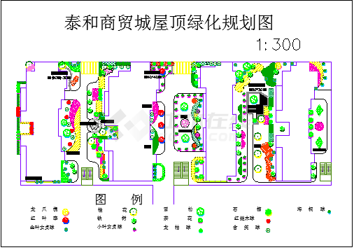 某商贸城屋顶绿化规划图-图一