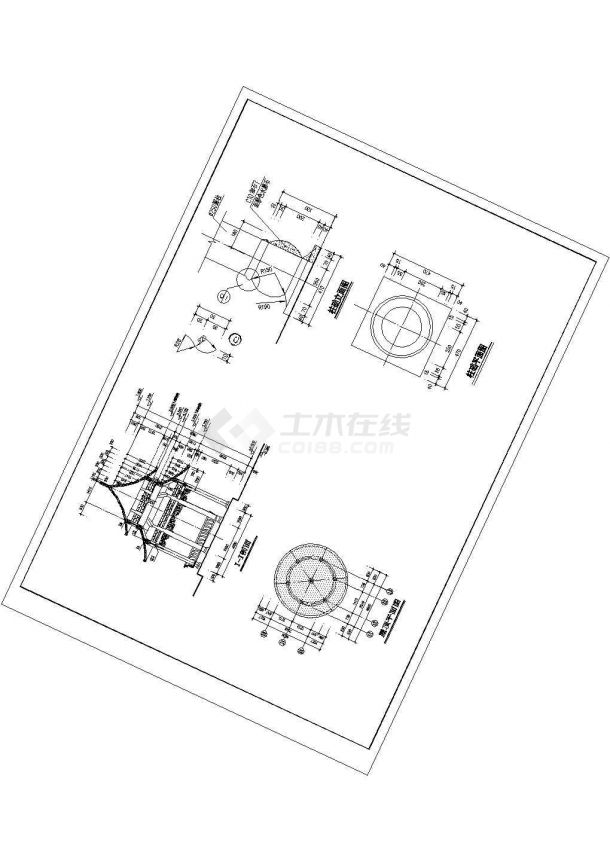 某地区一整套古建筑圆亭cad建筑施工图纸-图一