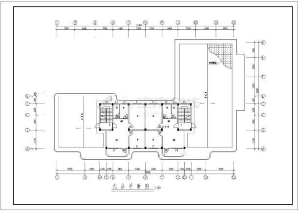 某地区某安置楼建筑施工cad设计图纸-图二