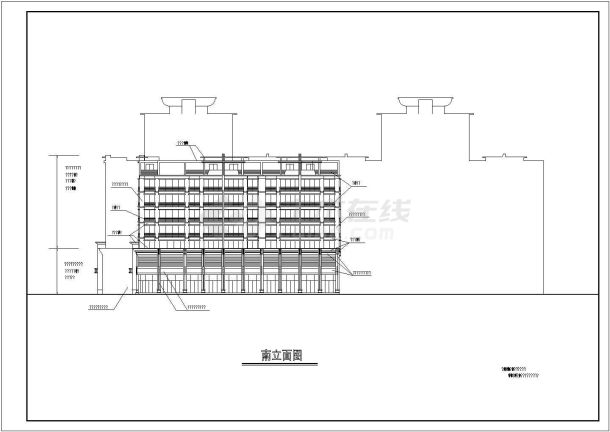 某地区某多层商住楼cad详细立面图-图二