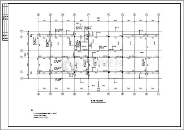 某地区框架办公楼结构施工CAD图-图一