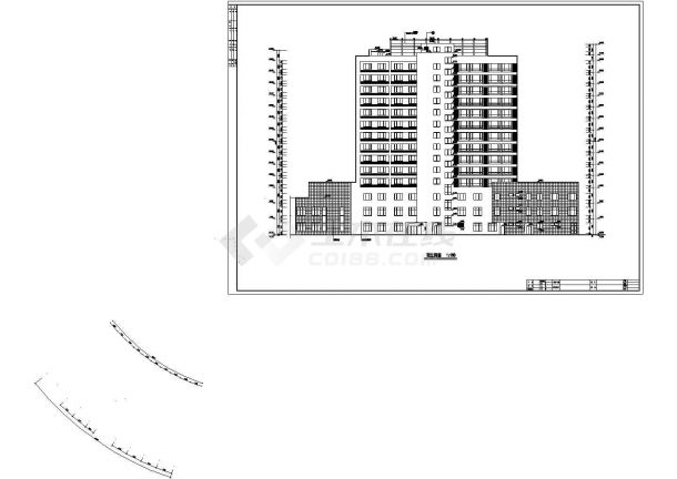 [浙江]某十四层酒店式公寓建筑cad施工图-图二